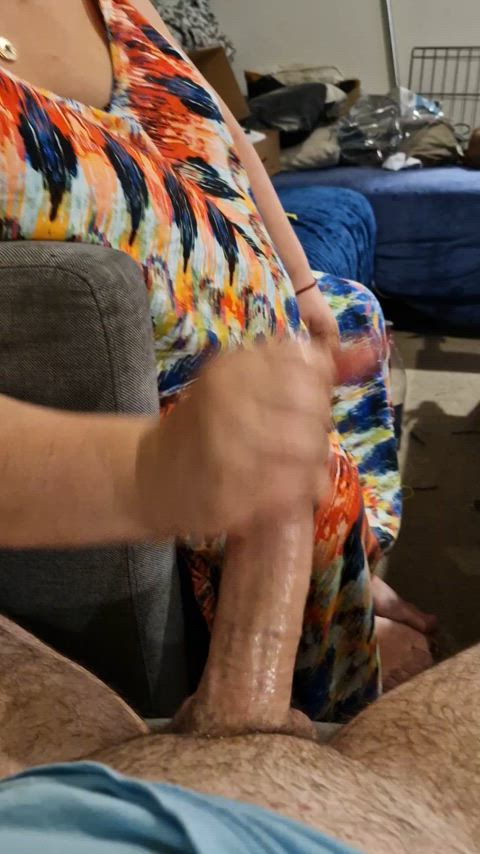 handjob from my wife (29) while she watches TV