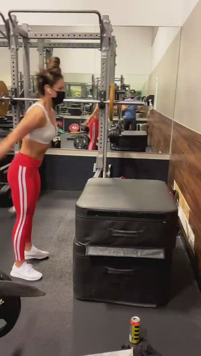 Brunette Cleavage Workout clip