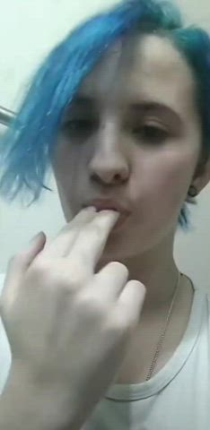Blue Hair Girl Finger
