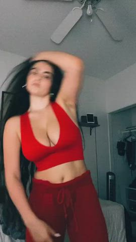 Boobs Brunette Cleavage College Dancing Tease Teens TikTok Tits clip