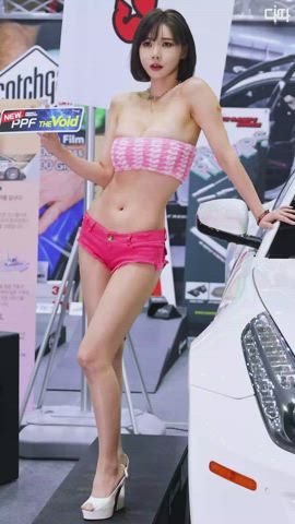 asian babe big tits car convention cute korean model clip