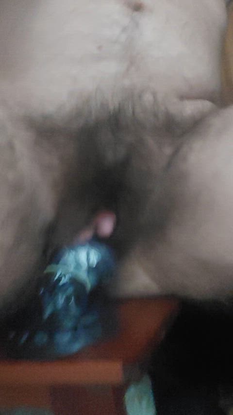 dildo ftm hairy homemade knot monster cock solo wet pussy clip