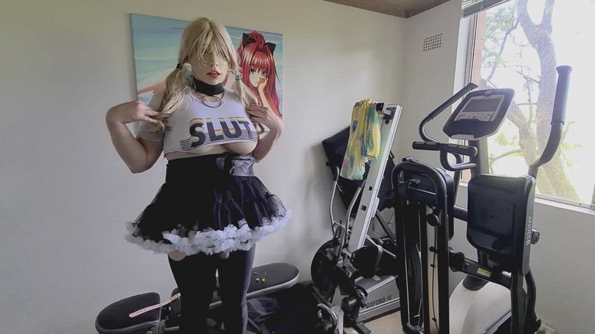 Sissy flex - Inverting my cock and nutlets to squeeze into a female chastity belt