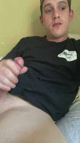 Big cumshot while stroking my cock