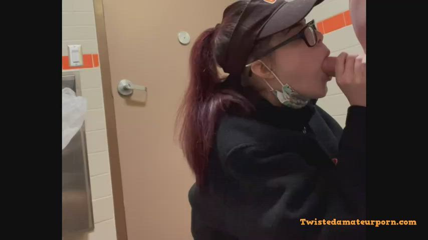 amateur bathroom blowjob coworker clip