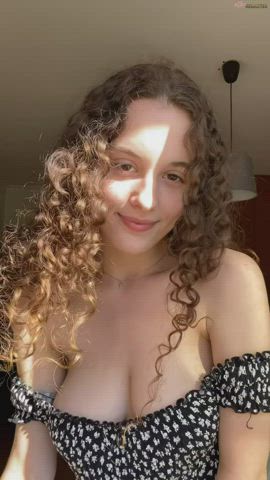 big tits curly hair cute goddess natural tits teen tiktok titty drop white girl clip
