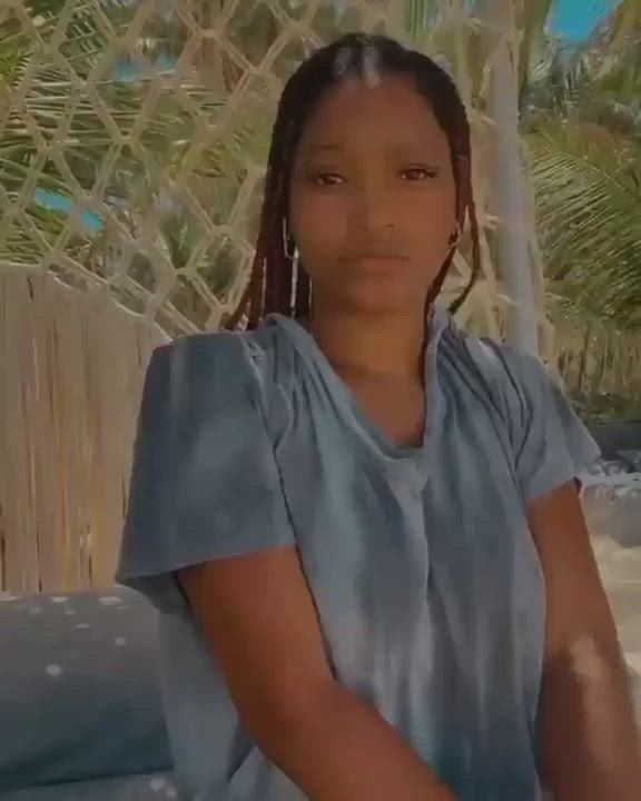 Beach Bikini Cleavage Cute Ebony clip