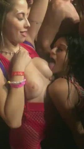 big tits boobs caught exhibitionist lesbian public sucking tits tits voyeur clip