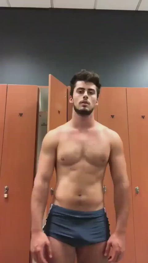 ass beard body changing room cute gym locker room muscles public stripping clip