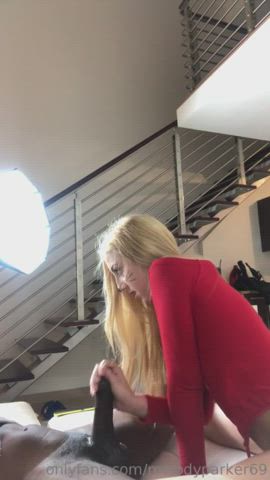 bbc blonde blowjob college cosplay interracial riding student clip