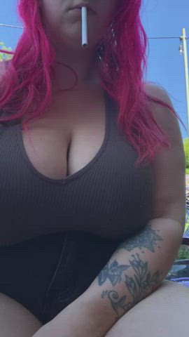 BBW Big Tits Femdom Fetish Redhead Smoking clip