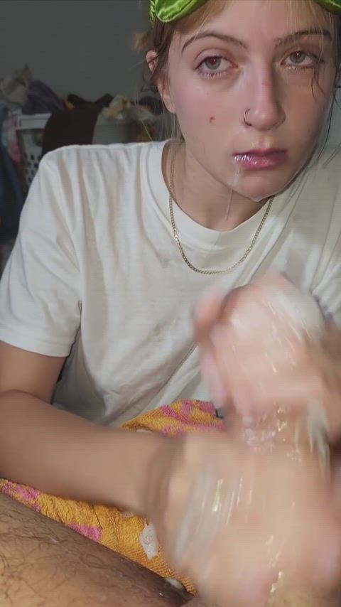 amateur blowjob cute drool drooling handjob sloppy spit teen wet and messy blowjobs