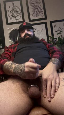 cock cum cumshot gay jerk off male masturbation masturbating nsfw solo tattoo clip