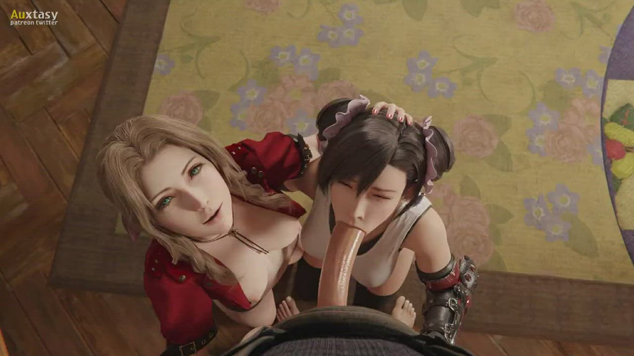 Aerith helps Tifa at dick sucking (Auxtasy) [Final Fantasy 7]