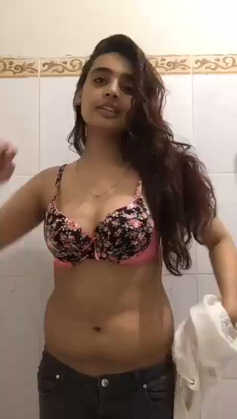 bathroom boobs desi selfie striptease clip