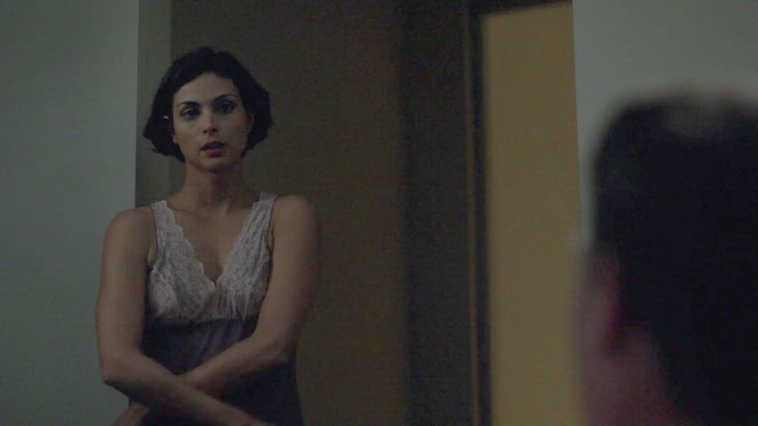 bed sex celebrity morena baccarin natural tits nipples riding clip