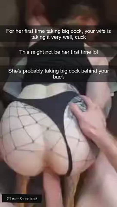 It's your wife's first time taking a big cock.. and he notices she's taking it too