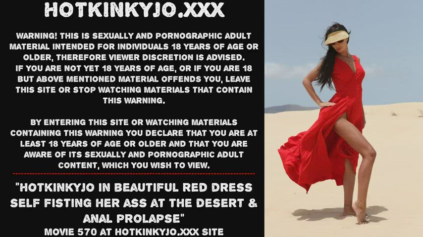 Hotkinkyjo in beautiful red dress self fisting her ass at the desert &amp; anal