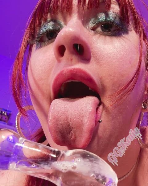 cum licking glass toy licking redhead tongue ggkatie clip