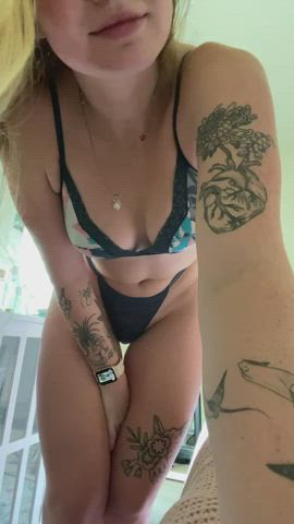 ass bending over big ass blonde booty panties pussy strip tattoo clip