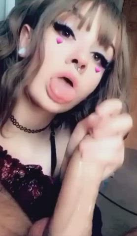 ahegao choker handjob piercing clip