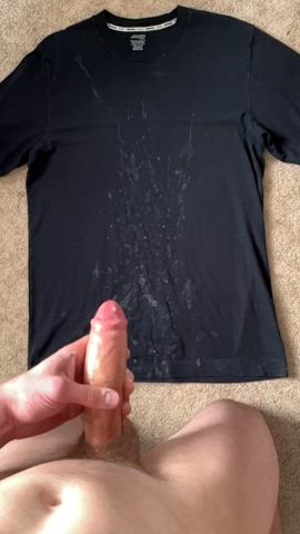 enjoy a minute of me drenching this cumrag tshirt in slow motion