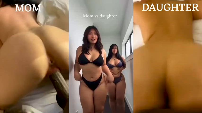 Asian mom and daughter getting both fucked by bbc