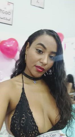 Colombian Dancing Ebony Eye Contact Latina Lingerie Lips Pussy Sex Toy Tits clip