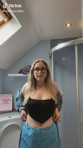 braless nipple piercing see through clothing tiktok clip