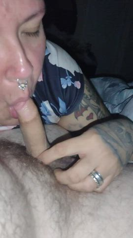 cock cock worship eye contact latina piercing short hair spit sucking tattoo clip