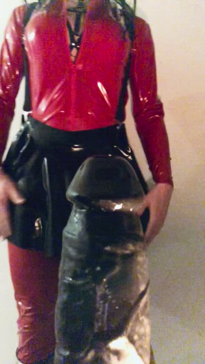 Your rubber doll loves to train her throat.