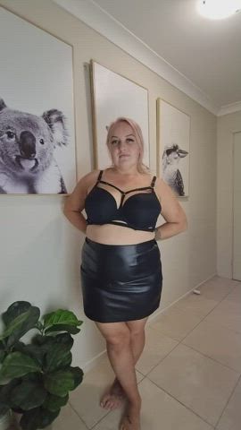 Leather MILF Striptease Tits clip