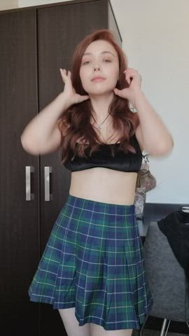 babe redhead skirt tease teasing clip