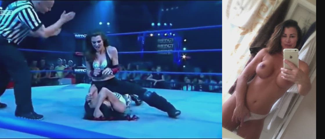 brunette muscular girl wrestling clip