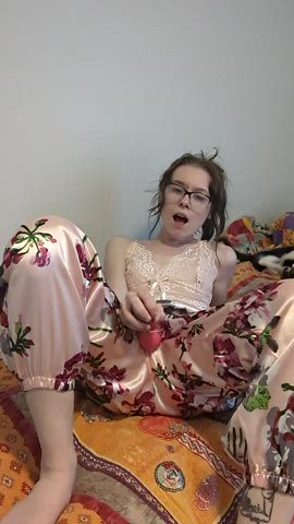 I love cumming in my pajamas and licking my lace panties...see the full video on