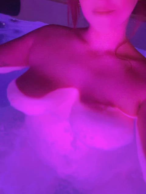 Titties out in the hot tub & no one to play with them