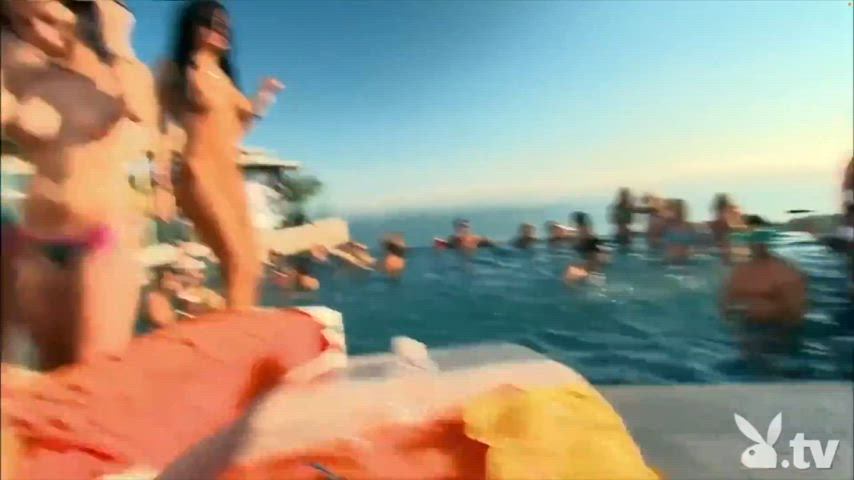 bikini fake boobs fake tits party playboy spring break topless clip