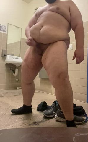 Sometimes you just have to strip naked and bust a fat load in the dollar store bathroom