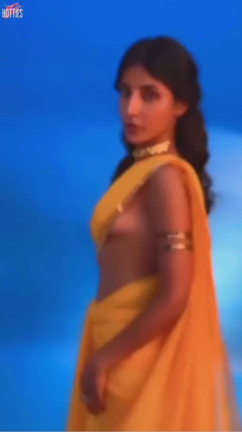 bollywood boobs braless desi indian natural tits saree tits topless clip