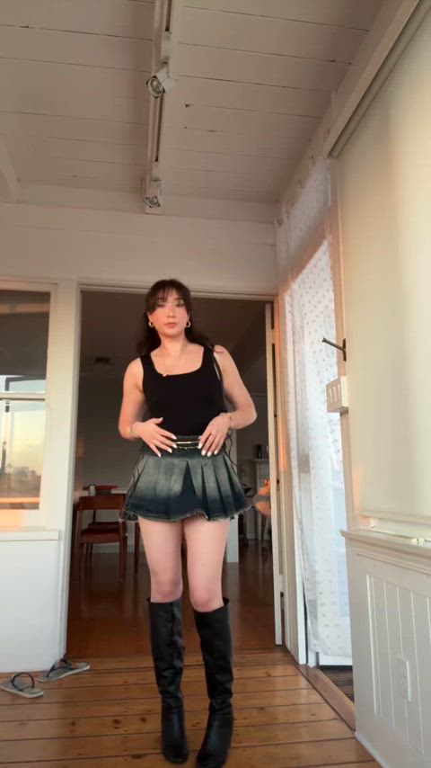 asmr asian boots egirl legs long legs pale skirt tiktok r/juicyasians e-girls high-heels