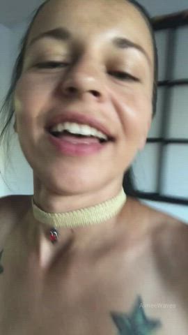aimeewaves bouncing tits couple milf moaning reverse cowgirl riding smile tattoo
