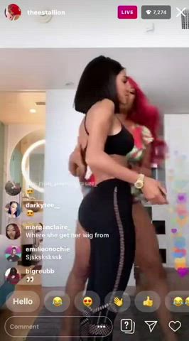 Meg Thee Stallion dominating her bitch with her massive bbc