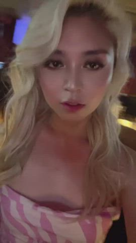 asian blonde chinese clothed dancing public seduction selfie solo clip