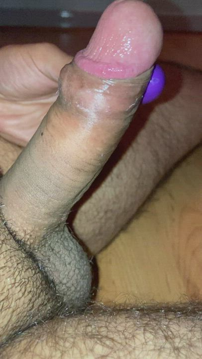 Fat cock erupts with vibrator