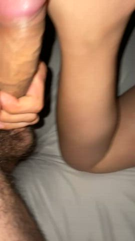 Wifey rubbing my cock showing her panties