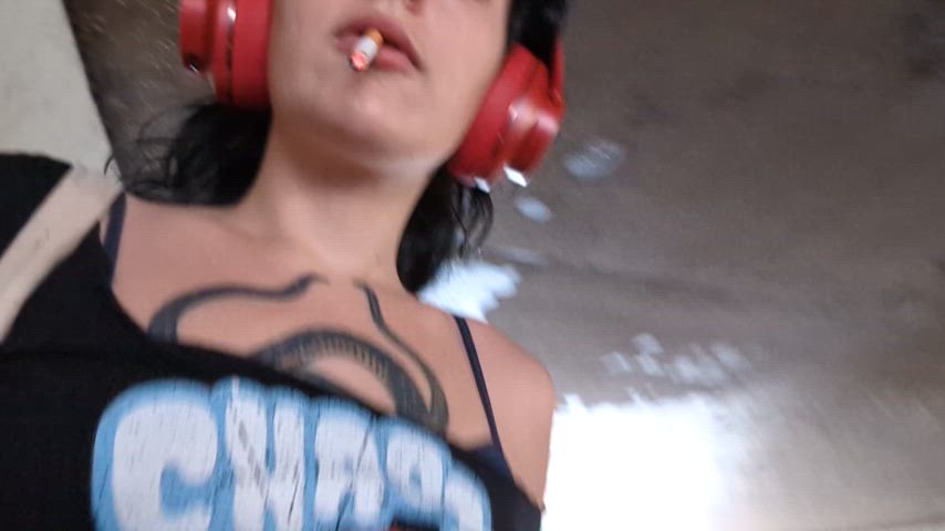 What would happen if you caught me flashing my tits while I smoked?