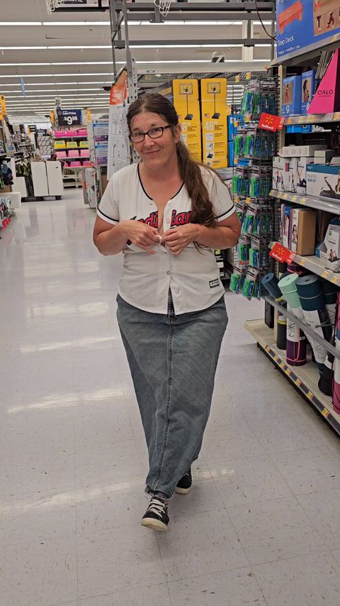 Flashing in the open aisle at Walmart yesterday evening