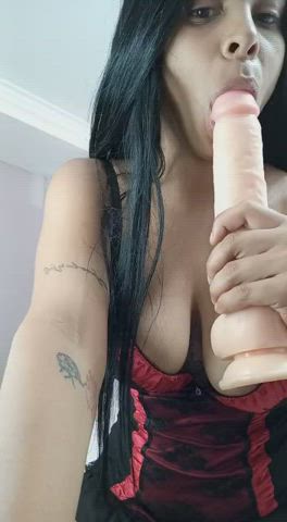 blowjob dildo latina spit clip