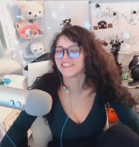 babe curly hair ebony fetish glasses laughing sfw clip