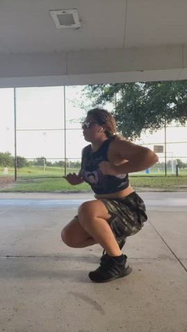 public stretching twerking clip